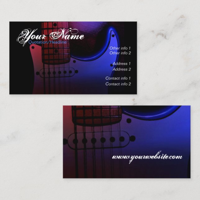 Sleek Electric Guitar Musician Business card (Front/Back)