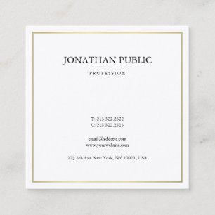 Sleek Elegant Plain Gold Look Professional Modern Square Business Card