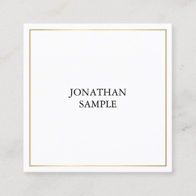 Sleek Elite Design Trendy Gold Plain Modern Chic Square Business Card (Front)