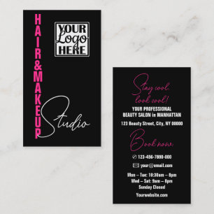 Sleek Esthetician Modern Logo Photo Template Pink Business Card