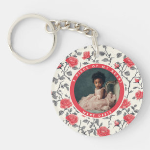 Sleek Family keepsake Custom rose flower Key Ring