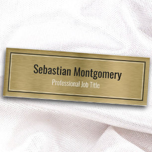Sleek Faux Brushed Gold Metallic Professional Name Tag