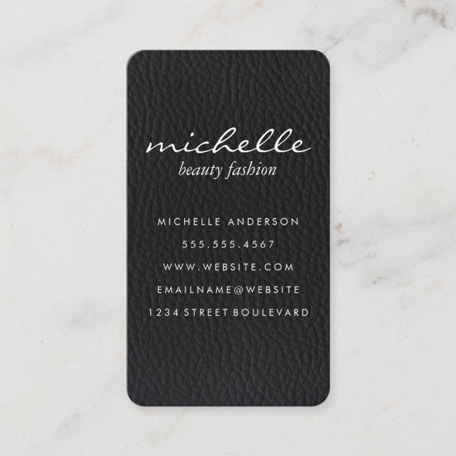 Sleek Faux Leather Business Card (Front)