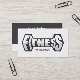 Sleek Fitness Dumbbell Typography Fitness Trainer Business Card