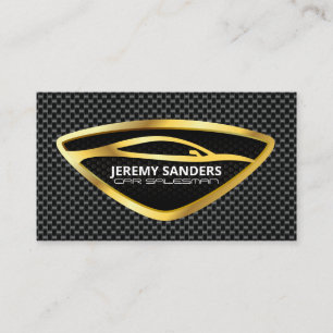 Sleek Gold Auto Logo   Carbon Fibre Backdrop Business Card