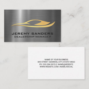 Sleek Gold Auto Logo   Metallic Background Business Card