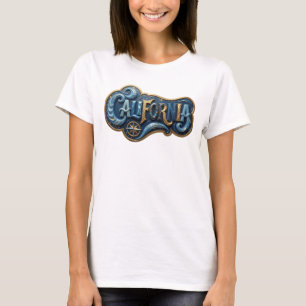 Sleek Gold CALIFORNIA Print T-Shirt