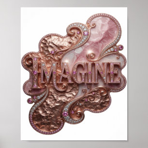Sleek Gold IMAGINE 3D Text Art Poster