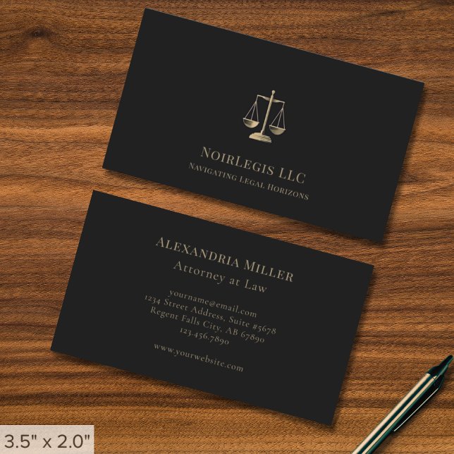 Sleek Gold Justice Scale Legal Business Card (Creator Uploaded)