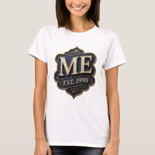 Sleek Gold ME EST 1990 Statement Design T-Shirt