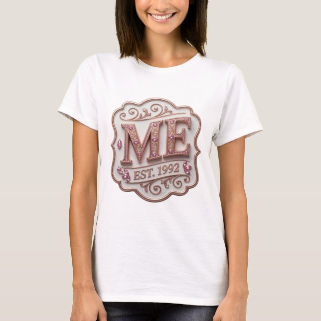 Sleek Gold ME EST 1992 Statement Design T-Shirt (Front)