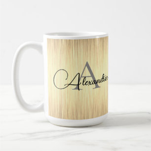 Sleek Gold Monogram Personalised Coffee Mug