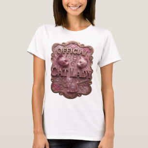 Sleek Gold OFFICIAL CAT LADY Artistic Motif T-Shirt