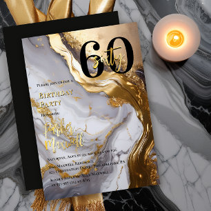 Sleek Gold   White Marble Modern 60 Birthday Party