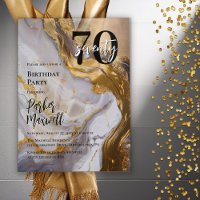 Sleek Gold | White Marble Modern 70 Birthday Party
