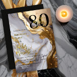 Sleek Gold | White Marble Modern 80 Birthday Party<br><div class="desc">Sleek and modern "80" and elegant script text "eighty" birthday party design featuring the number "80" overlaid with the age in script on a faux gold,  white and grey marbled background.  Perfect for celebrating your most sophisticated friends and family.</div>