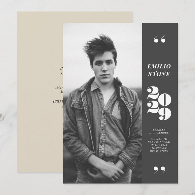 Sleek Grad Graduation Invitation (Front/Back)