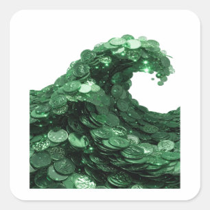 Sleek Green GREEN COINS WAVE Gift Sticker