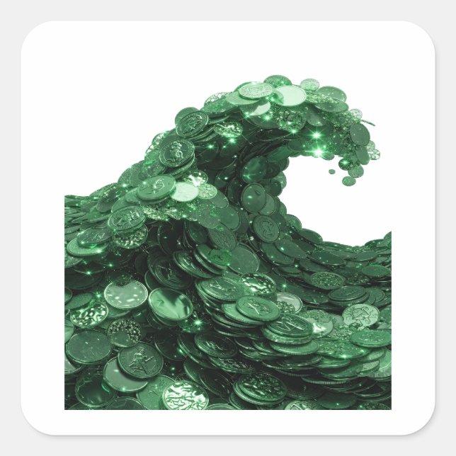Sleek Green GREEN COINS WAVE Gift Sticker (Front)