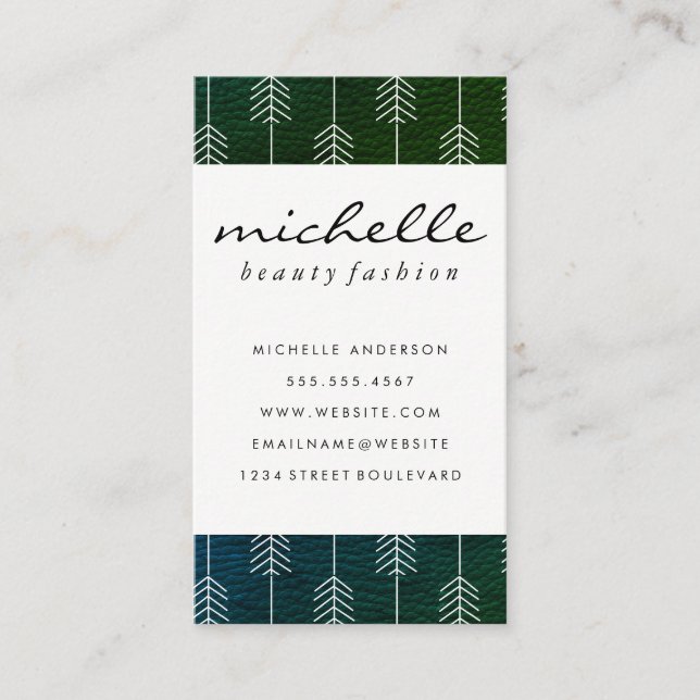 Sleek Green Trim / Arrows Business Card (Front)