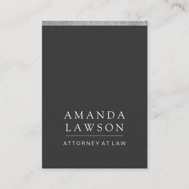 Sleek Grey (appointment) / Silver Glitter Trim Appointment Card (Front)