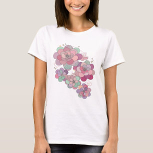 Sleek Grey FLORAL FANTASY Slogan Design T-Shirt