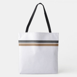 Sleek Grey Mocha Racing Stripes White Background Tote Bag
