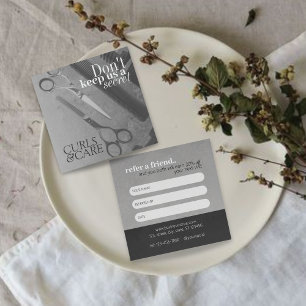 Sleek Grey Salon Essential Discount Coupon—Beauty Referral Card