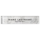 Sleek Grey White Marble Custom Desk Nameplate