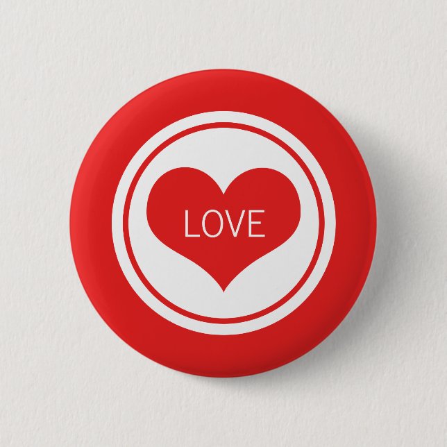 Sleek Heart Button, Red 6 Cm Round Badge (Front)