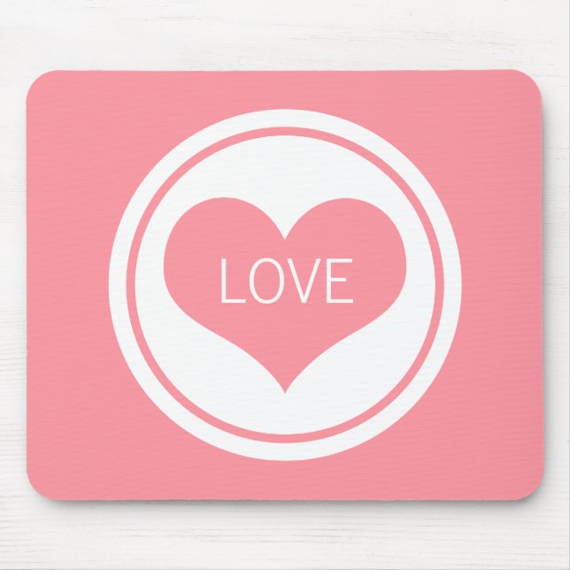 Sleek Heart Mousepad, Pink Mouse Mat (Front)