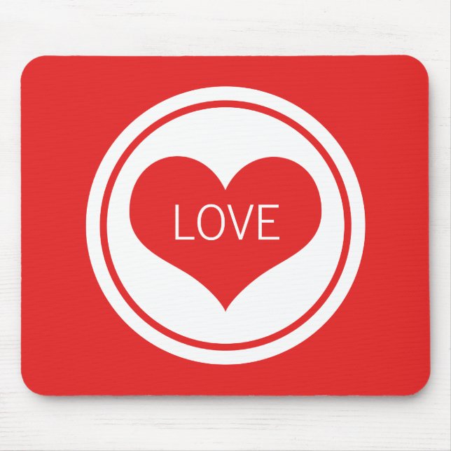 Sleek Heart Mousepad, Red Mouse Mat (Front)