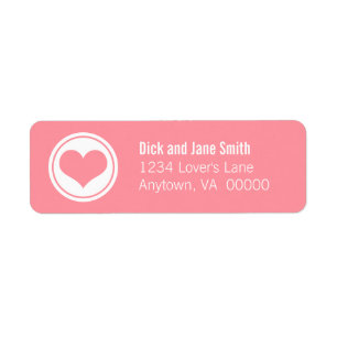Sleek Heart Return Address Labels, Pink