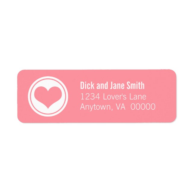 Sleek Heart Return Address Labels, Pink (Front)