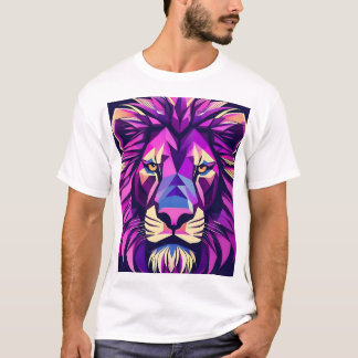 Sleek Lion Design with Geometric Flair T-Shirt