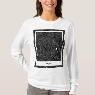 Sleek map of Madrid - Negro-Blanco T-Shirt