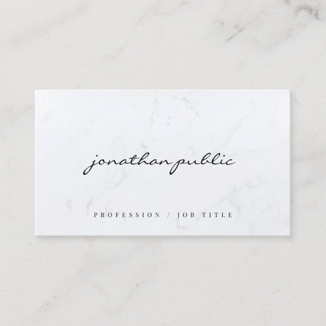 Sleek Marble Template Calligraphy Script Luxury Business Card (Front)