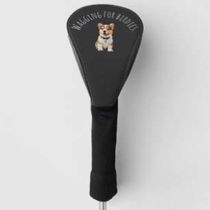 Sleek Matte Black Corgi 'Wagging for Birdies'  Golf Head Cover
