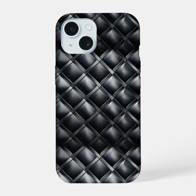 Sleek Metallic Grey & Black  iPhone 15 Case (Back)