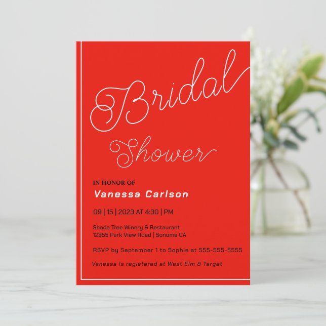 Sleek Minimal Bridal Shower Invitation (Standing Front)