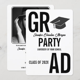 Sleek Minimalist Photo Graduation Invitation