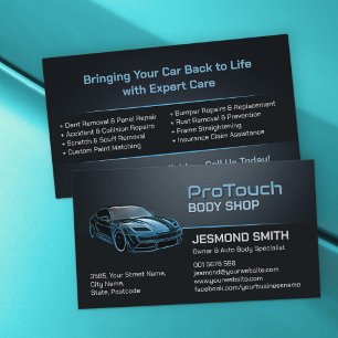 Sleek Modern Auto Body Work  Business Card