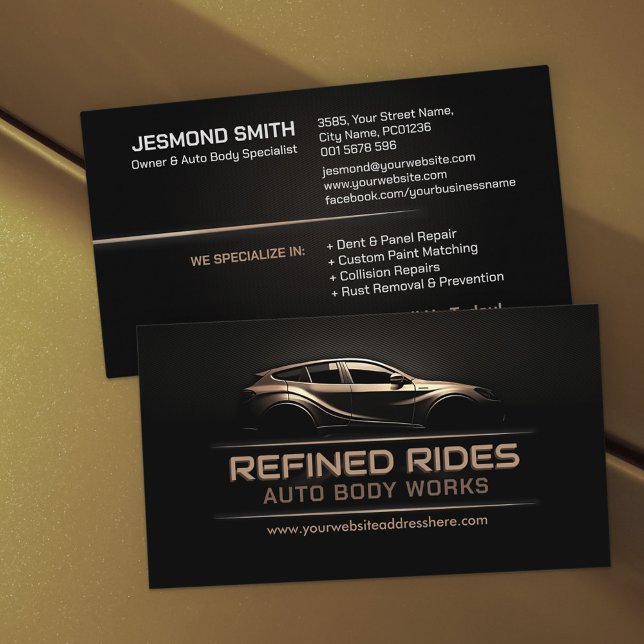 Sleek Modern Auto Body Work  Business Card (Creator Uploaded)