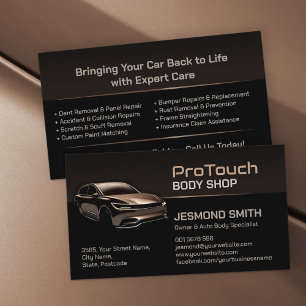 Sleek Modern Auto Body Work  Business Card
