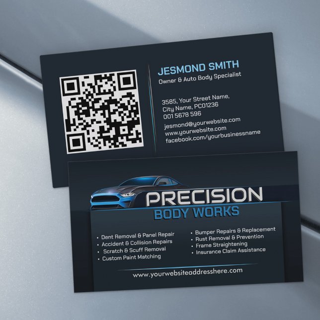 Sleek Modern Auto Body Work  Business Card (Creator Uploaded)