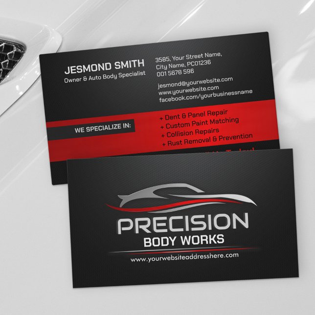 Sleek Modern Auto Body Work  Business Card (Creator Uploaded)