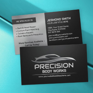 Sleek Modern Auto Body Work  Business Card