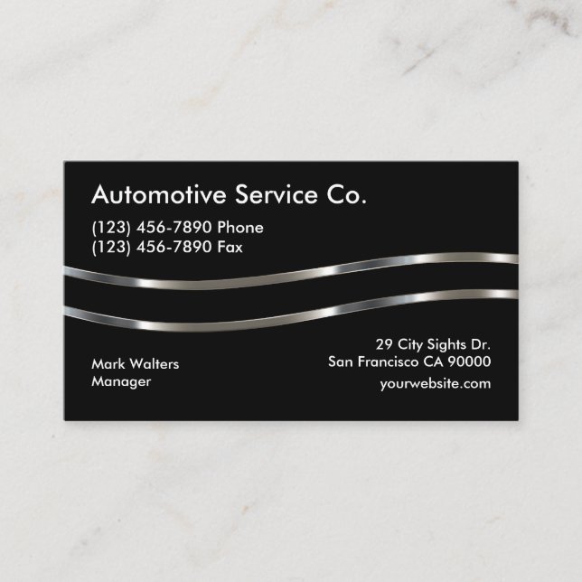 Sleek Modern Automotive Theme Business Card (Front)