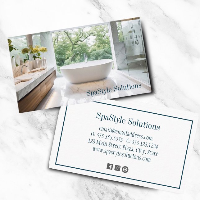 Sleek Modern Bathroom Home Improvements Business Card (Precision-crafted, sleek modern bathroom card: Ideal for discerning home improvements.)