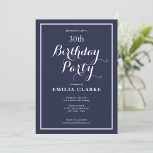 Sleek Modern Birthday Party Invitations for Adults